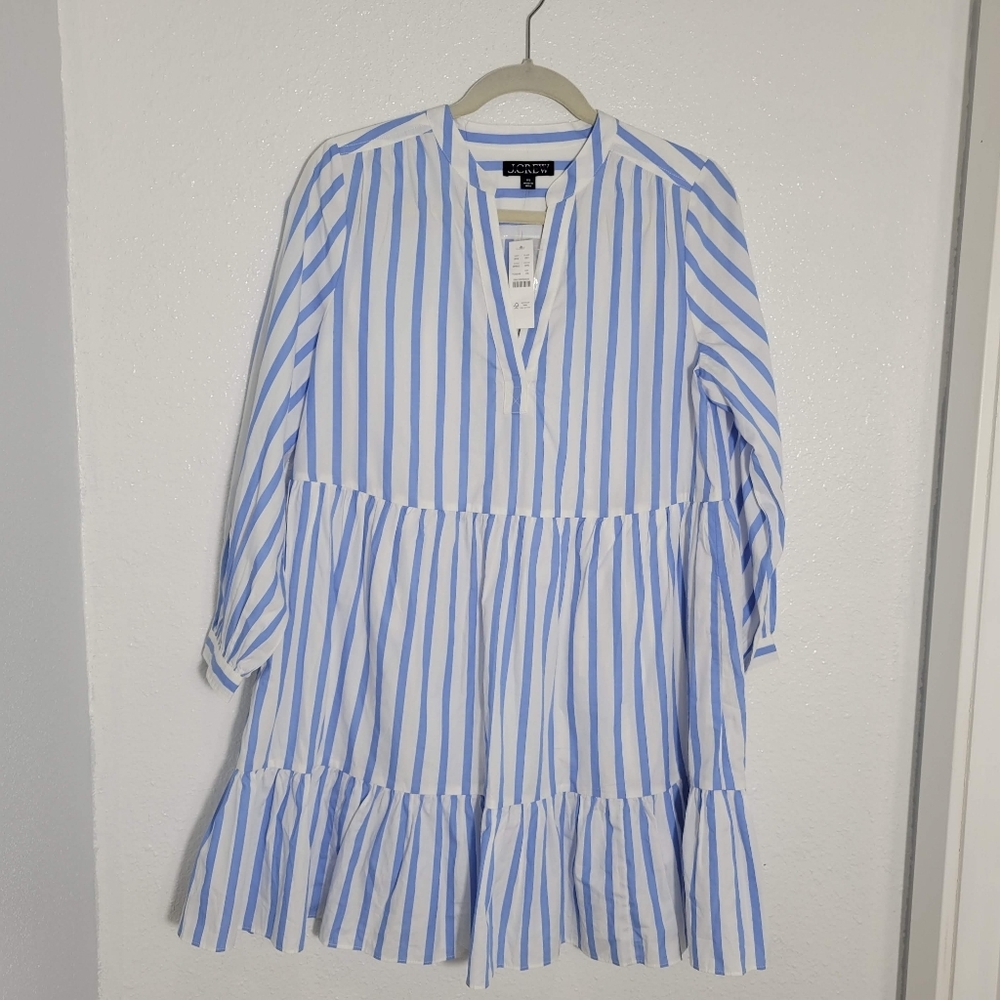 J.Crew Tiered Cotton Poplin Mini Dress in Barrie Stripe, Size XS, BP851 - Picture 4 of 7